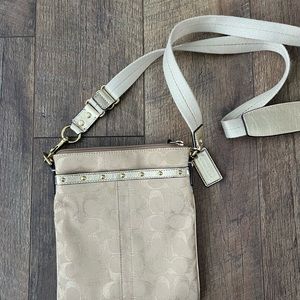 brand new goldish/beige coach crossbody file bag